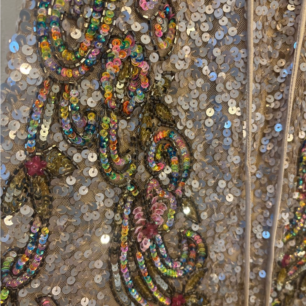 Primavera Couture Silver and Pink Sequin Gown - Picture 7 of 9